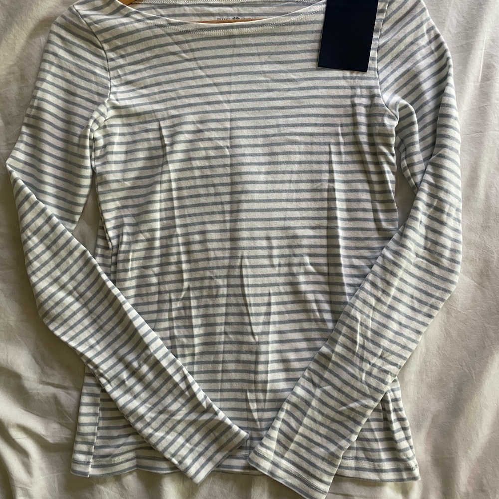 Brandy Melville White and Blue Long Sleeve Shirt